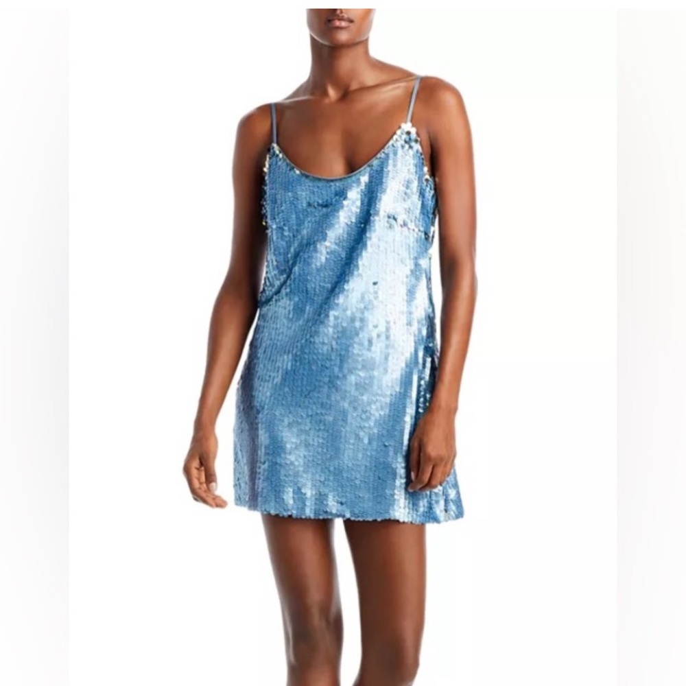Ramy Brook KIANA DRESS Blue Sequined Mini Sz 6 NWTS